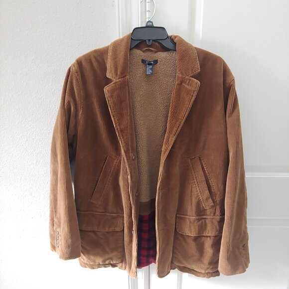 J Crew Jacket Mens large Corduroy  Suede Sherpa Lined Trucker - Picture 1 of 7